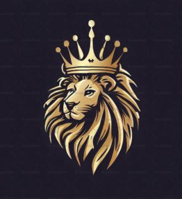 Majestätischer Löwe und Krone